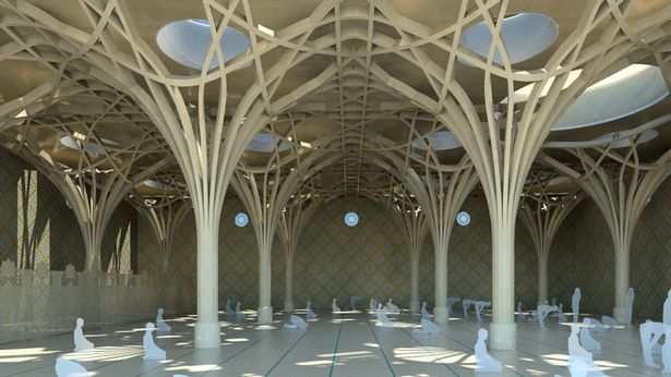 prayer hall at cambridge mosque