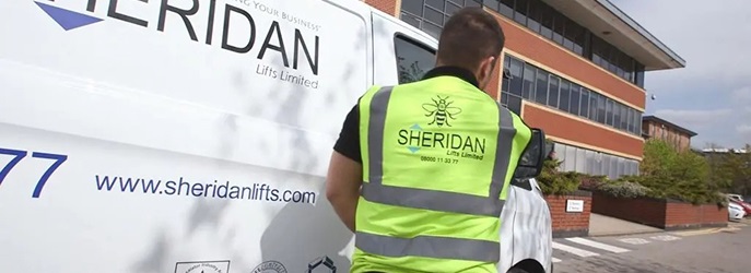 Sheridan Lifts engineer with van